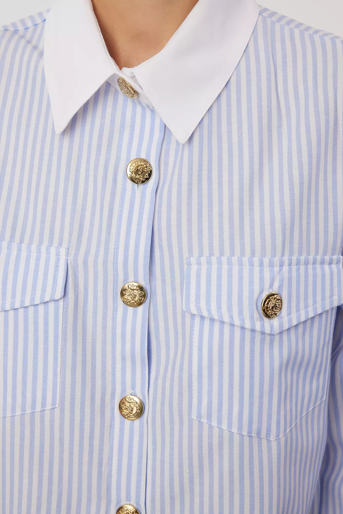 Stripe Shirt with Metal Button Detail