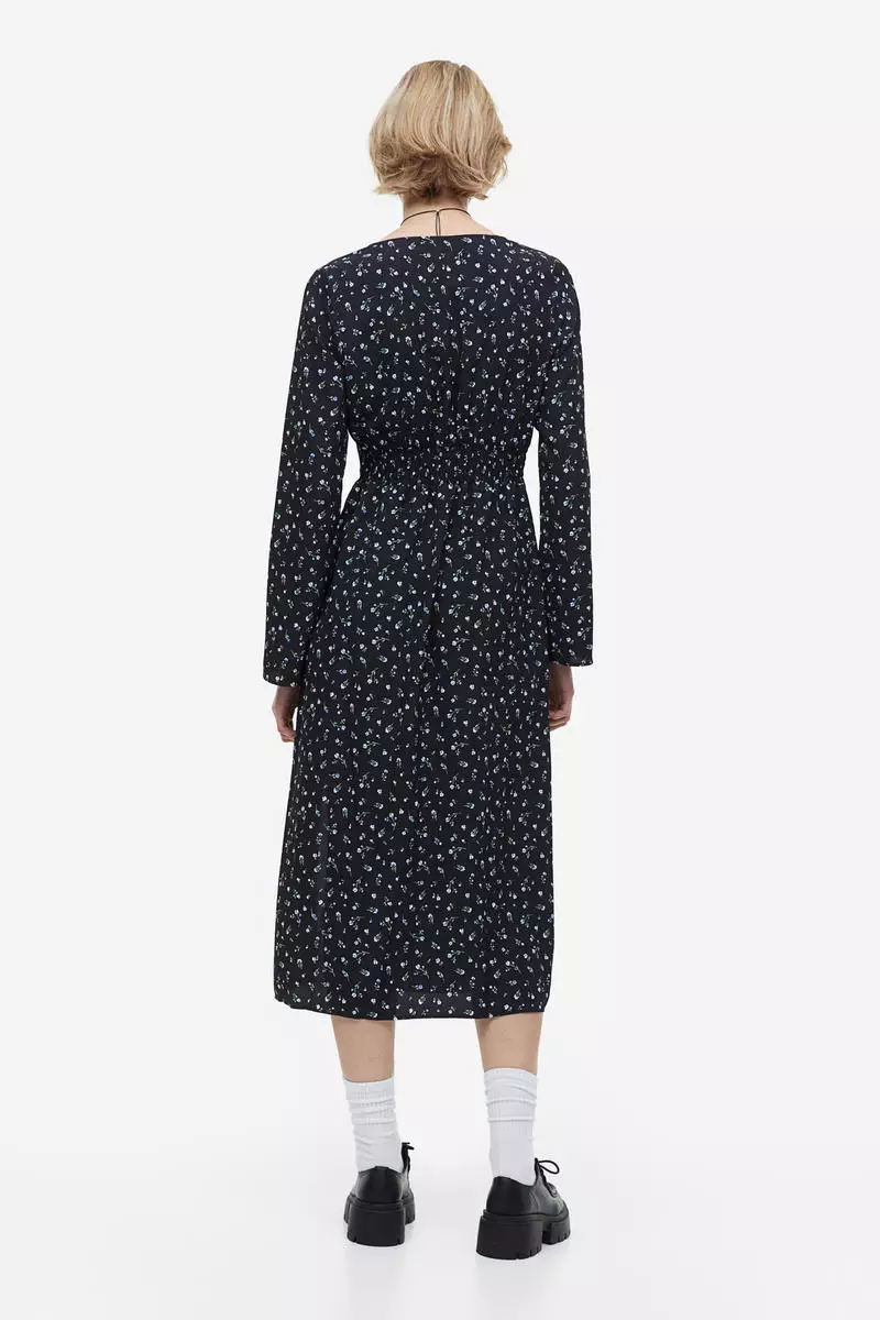 Button-front crêpe dress