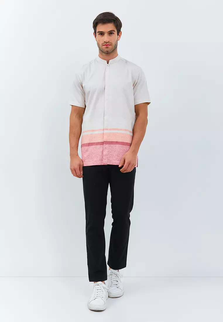 Jobb Arham Baju Koko Pria Lengan Pendek Regular Fit Beige