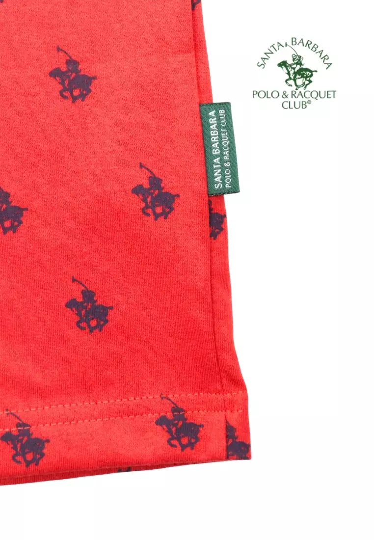 Plain Shirt for Men with Embroidered Logo on Chest - Red