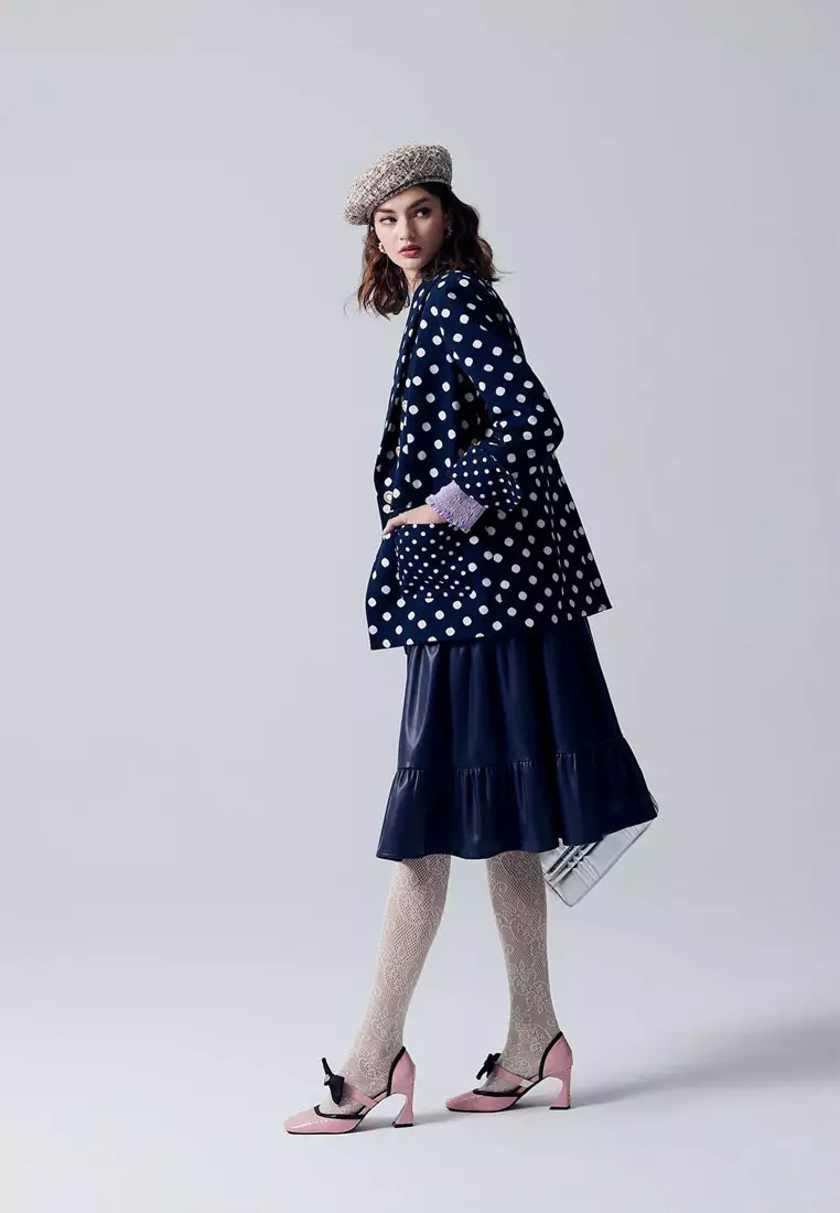 Polka Dot Mid Length Blazer