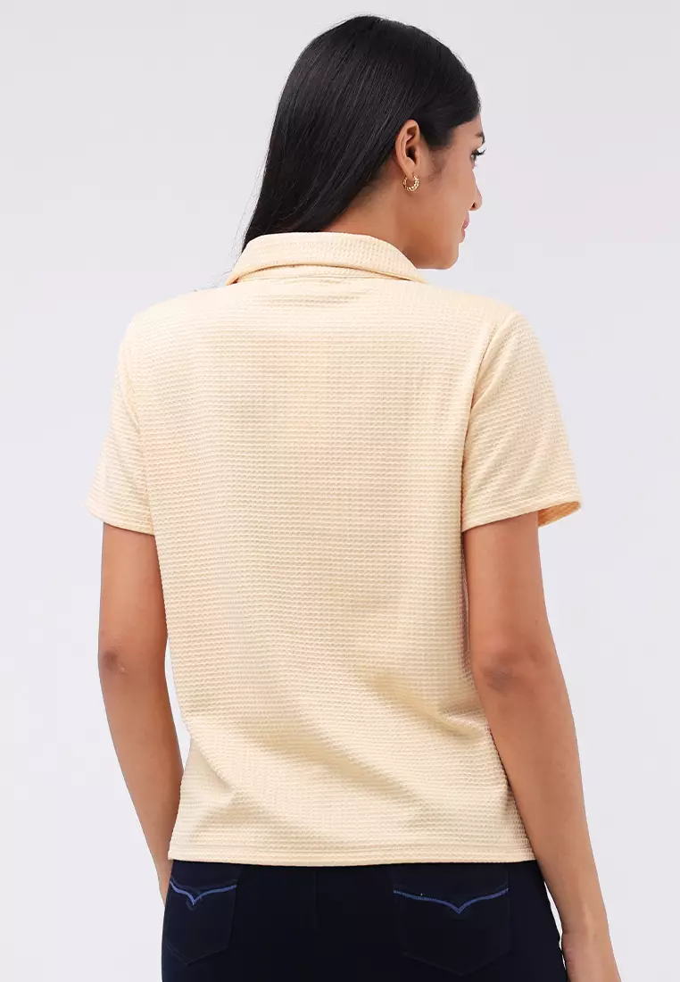Special Waffle Knits Short Sleeve Polo Shirt