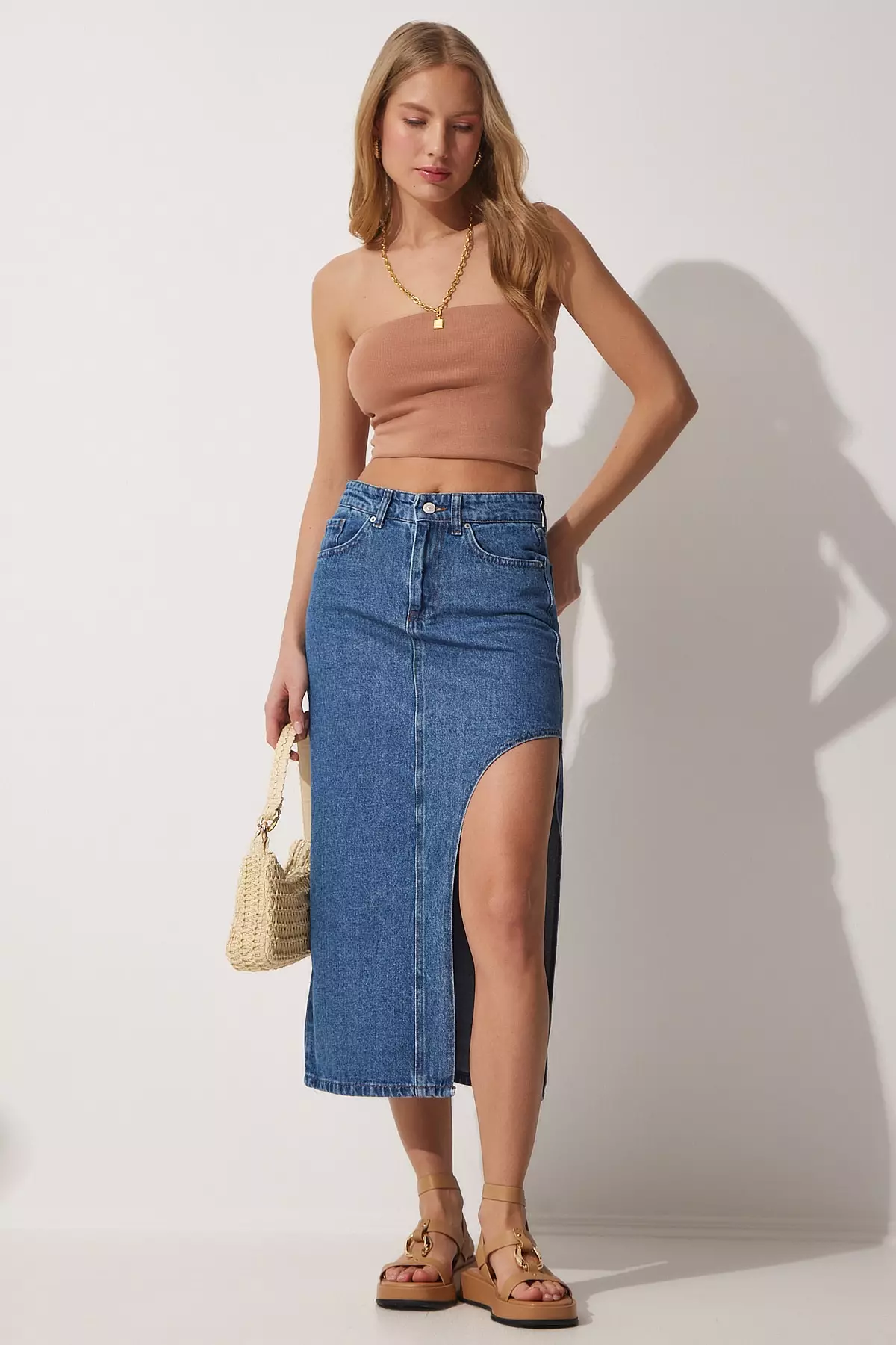 Buy Happiness Istanbul Asymmetrical Slit Denim Skirt 2026 Online