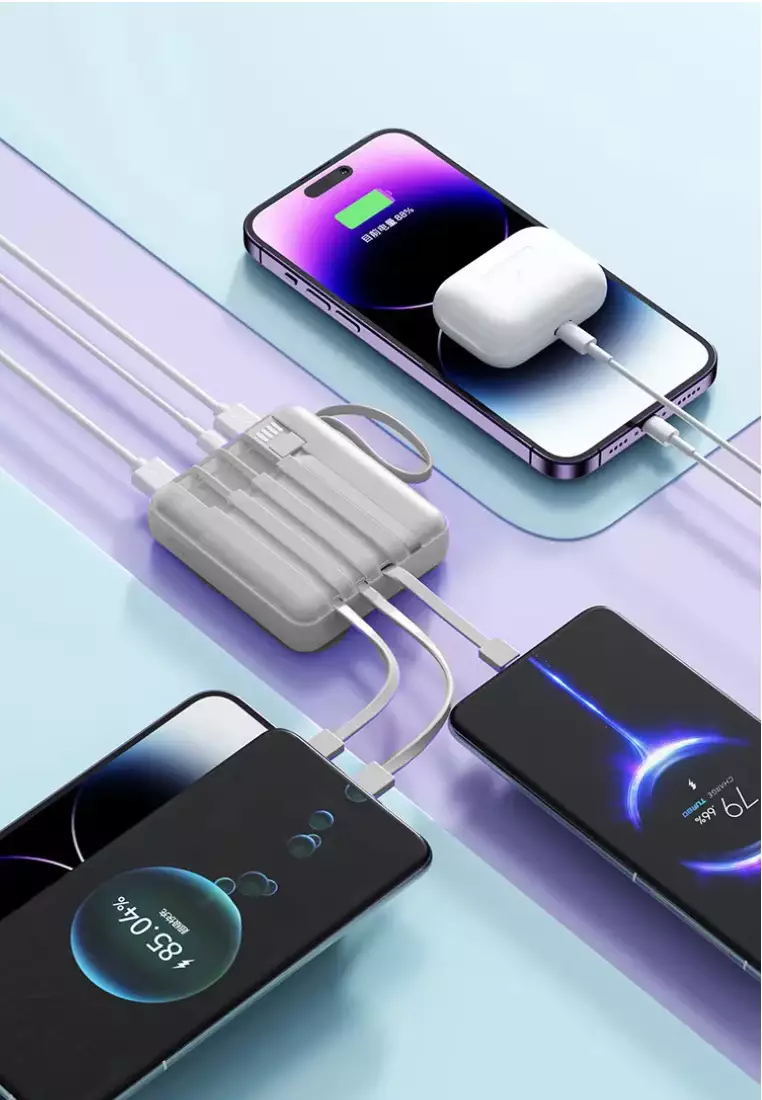 Value Deal - 5s PRO MINI Wireless Earphones - White + Multi Plug 120W / 30000mAh Fast Charging Power Bank - White