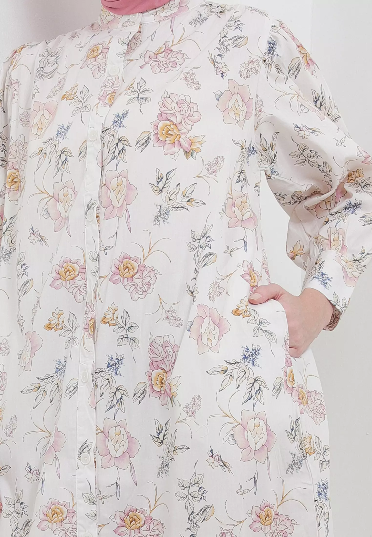 MFMW Zelline Dress Gamis Broken White Motif Bunga