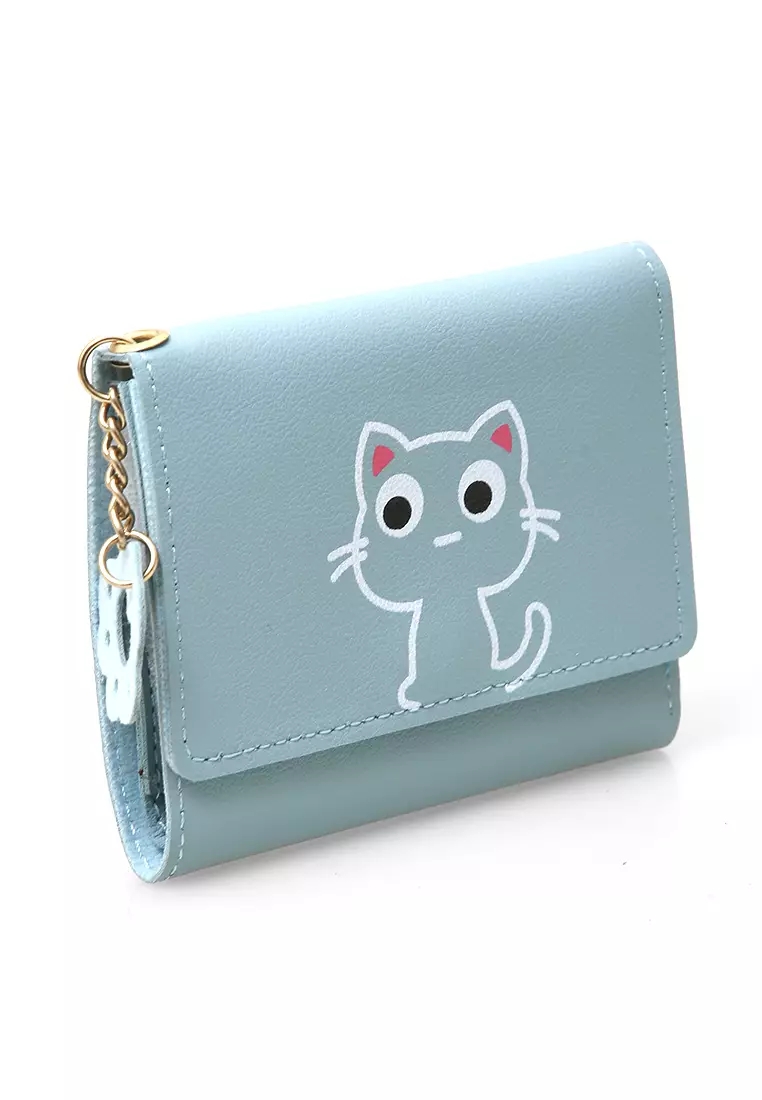 Fiore Dompet Anak Wanita Mini Short Wallet Cat Motive Many Slot Material Leather ORIGINAL - Blue