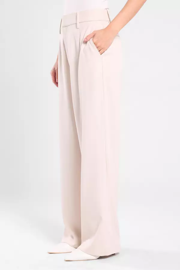 Minimal - Beethoven - Celana Panjang Rileks - Beige Warna Beige