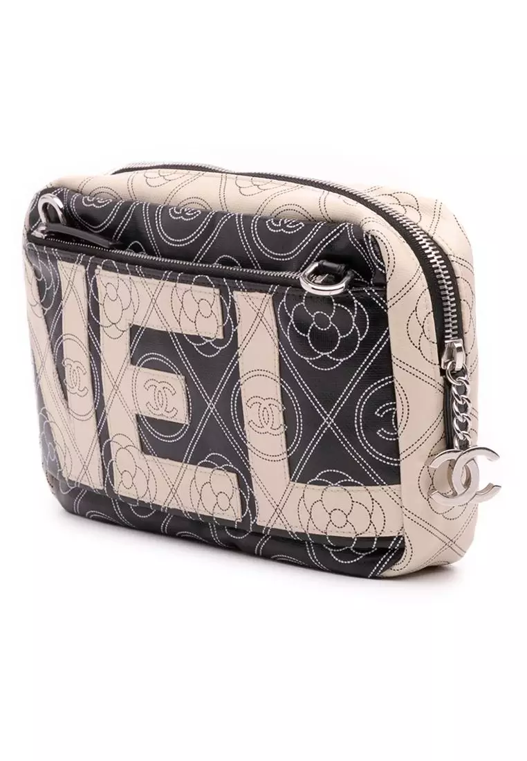 Pre-Loved Chanel Coated Canvas Camellia Logo Camera Bag