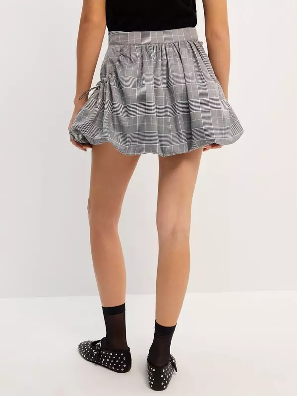 Plaid Balloon Skort - Black/White