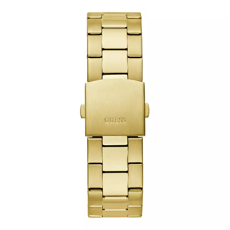 Jam Tangan Pria Guess Parker GW0627G2 Men Multifunction Black Dial Gold Stainless Steel Strap