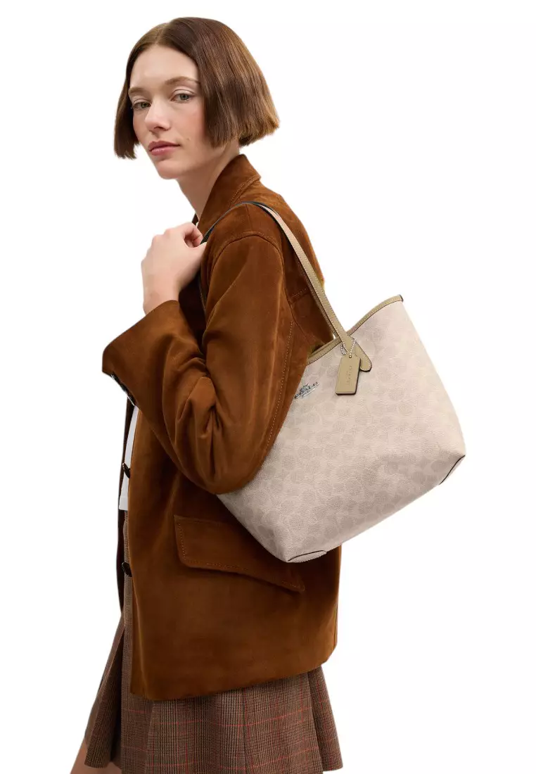 Buy COACH Medium City Tote Bag In Signature Canvas - Sand/Taupe