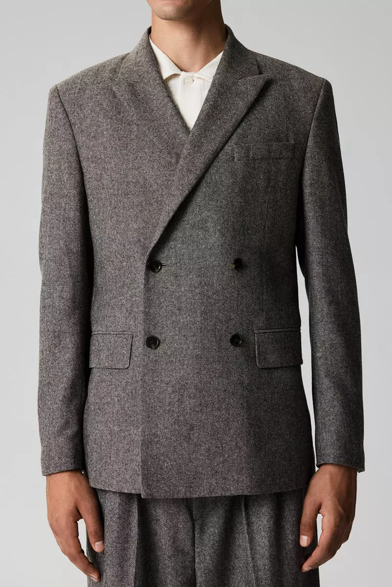 Regular Fit Wool-blend double-breasted jacket
