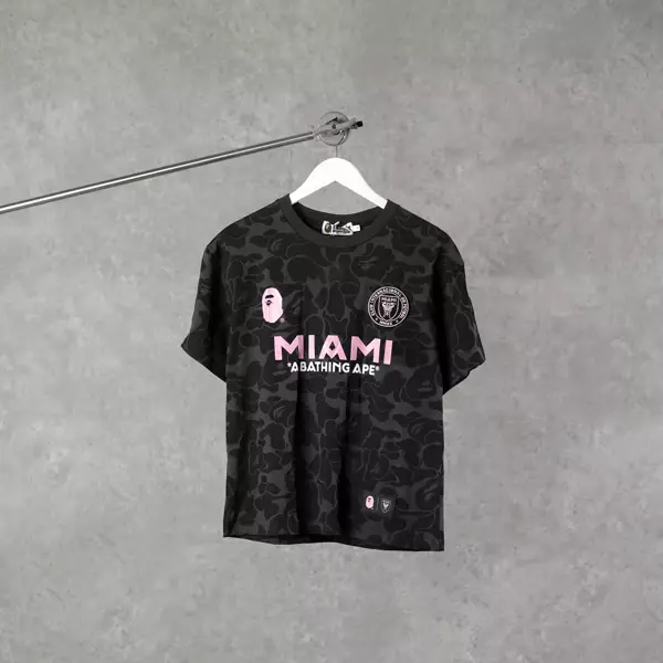 Kaos BAPE X INTER MIAMI CF CAMO DARK GREEN BLACK TSHIRT 100% ORIGINAL