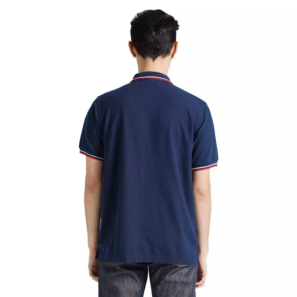 Lee Cooper Polo Shirt Stripe Diamond Logo Navy