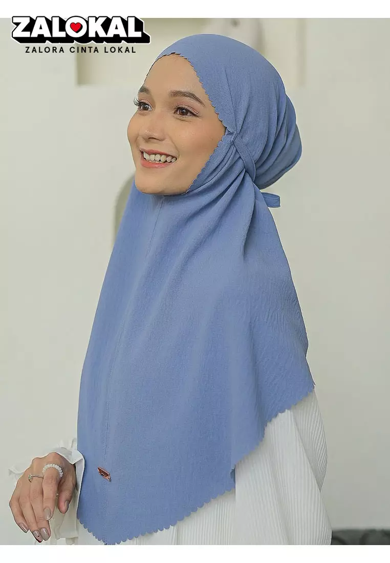 Biyya Instan Lasercut (Bergo Crinkle) Steel Blue