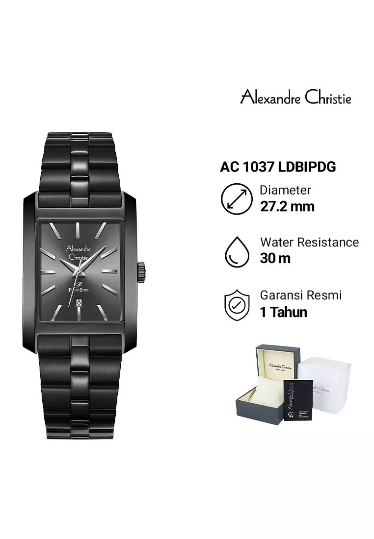 Alexandre Christie Primo Steel Jam Tangan Analog Couple - All Black Stainlesss Steel - 1037MLDBIPDG
