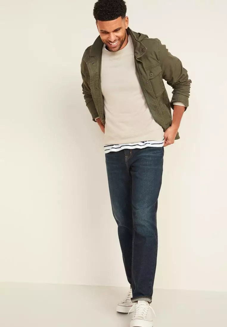 Athletic Taper Built-In Flex Dark-Wash Jeans for Men