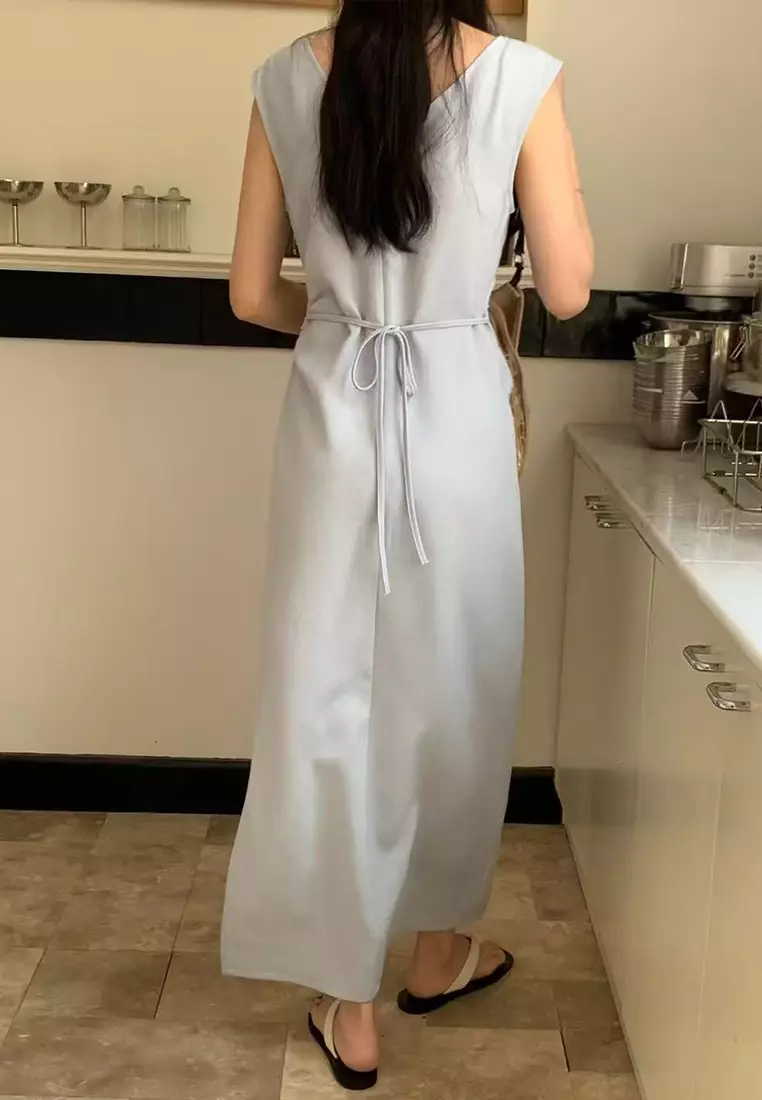 法式優雅氣質簡約開叉連衣裙CA25060334BL