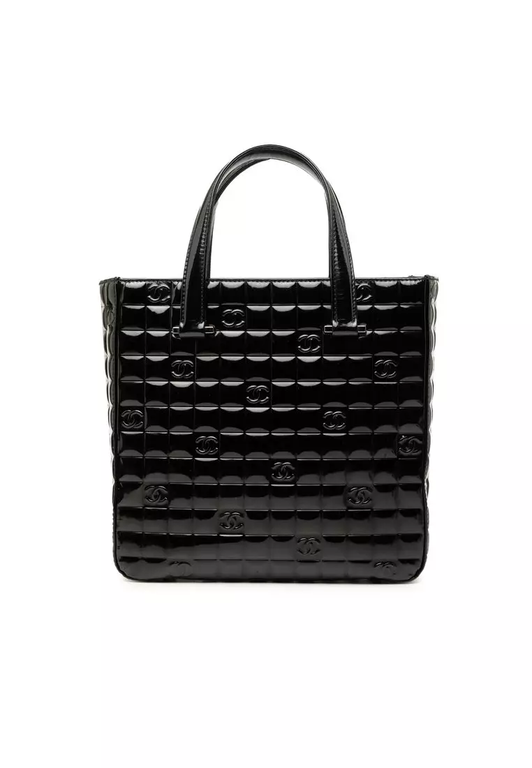 Pre-Loved Chanel Cc Chocolate Bar Patent Tote