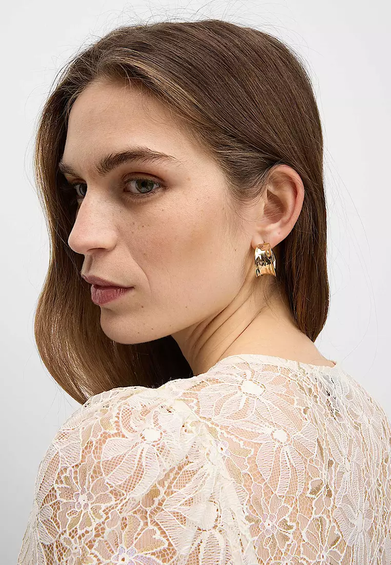 Lace Round Neck Tie Front Blouse