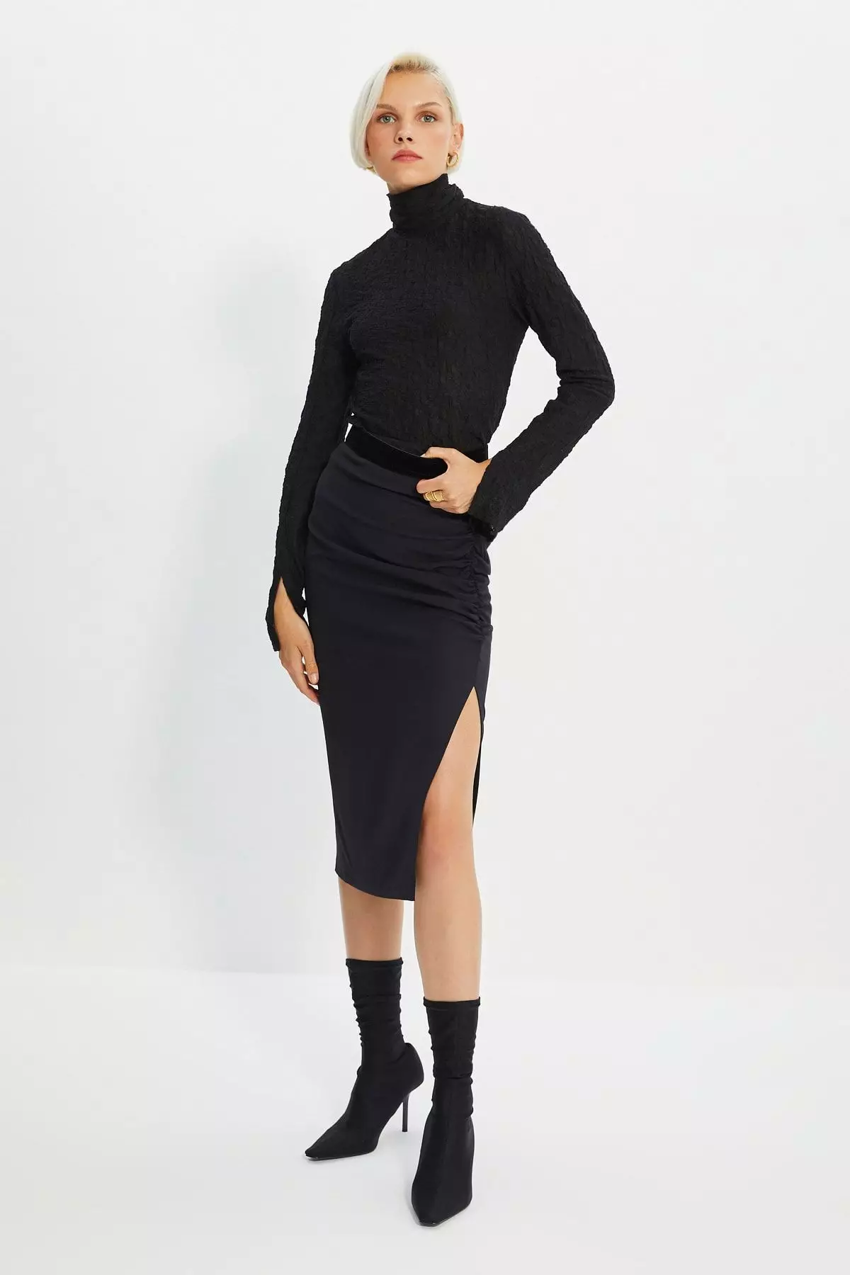 Ruched Midi Skirt