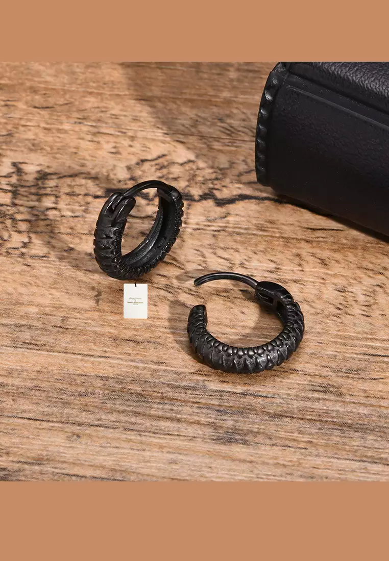 Unisex Stainless Steel Snake Pattern Hoop Earrings JW QX-EH688