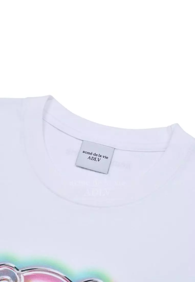 Metal Line Bear Short Sleeve T-Shirt - White