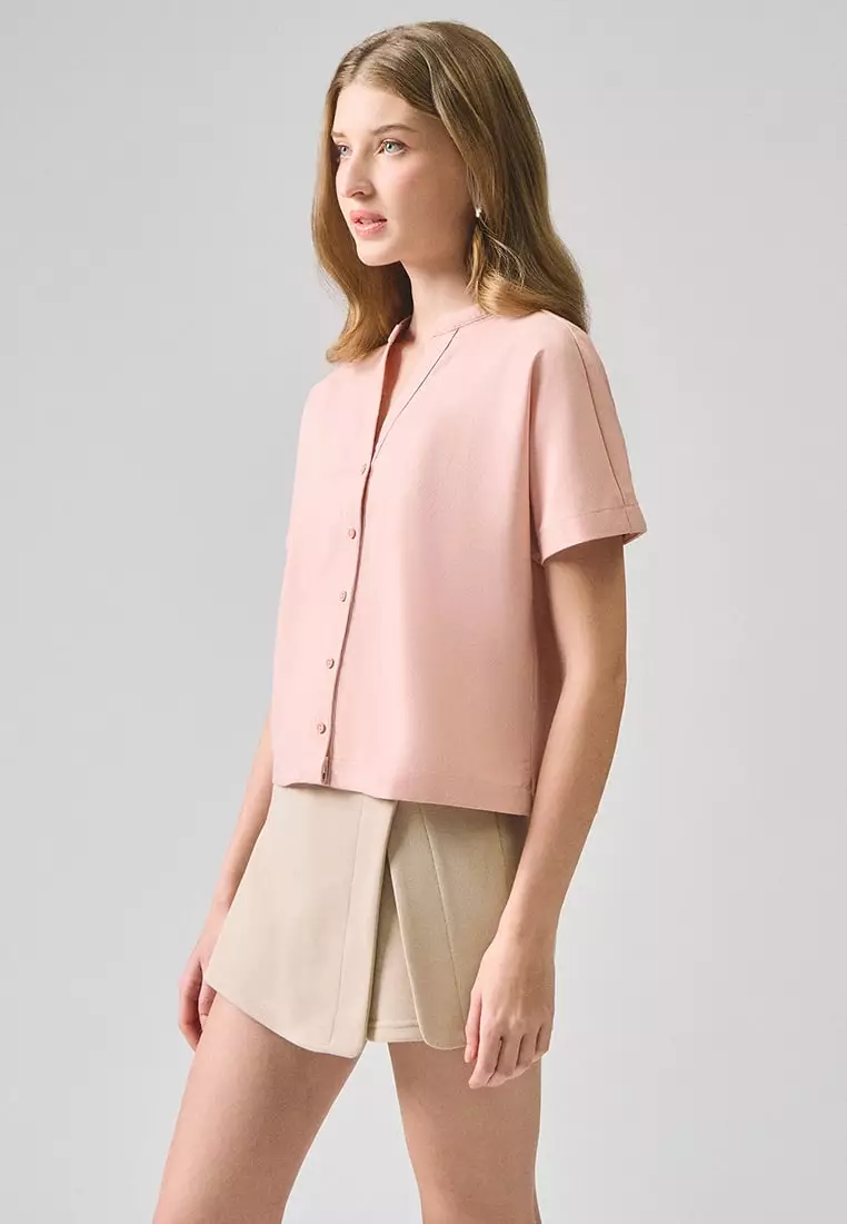 Y-Placket Button Down Shirt