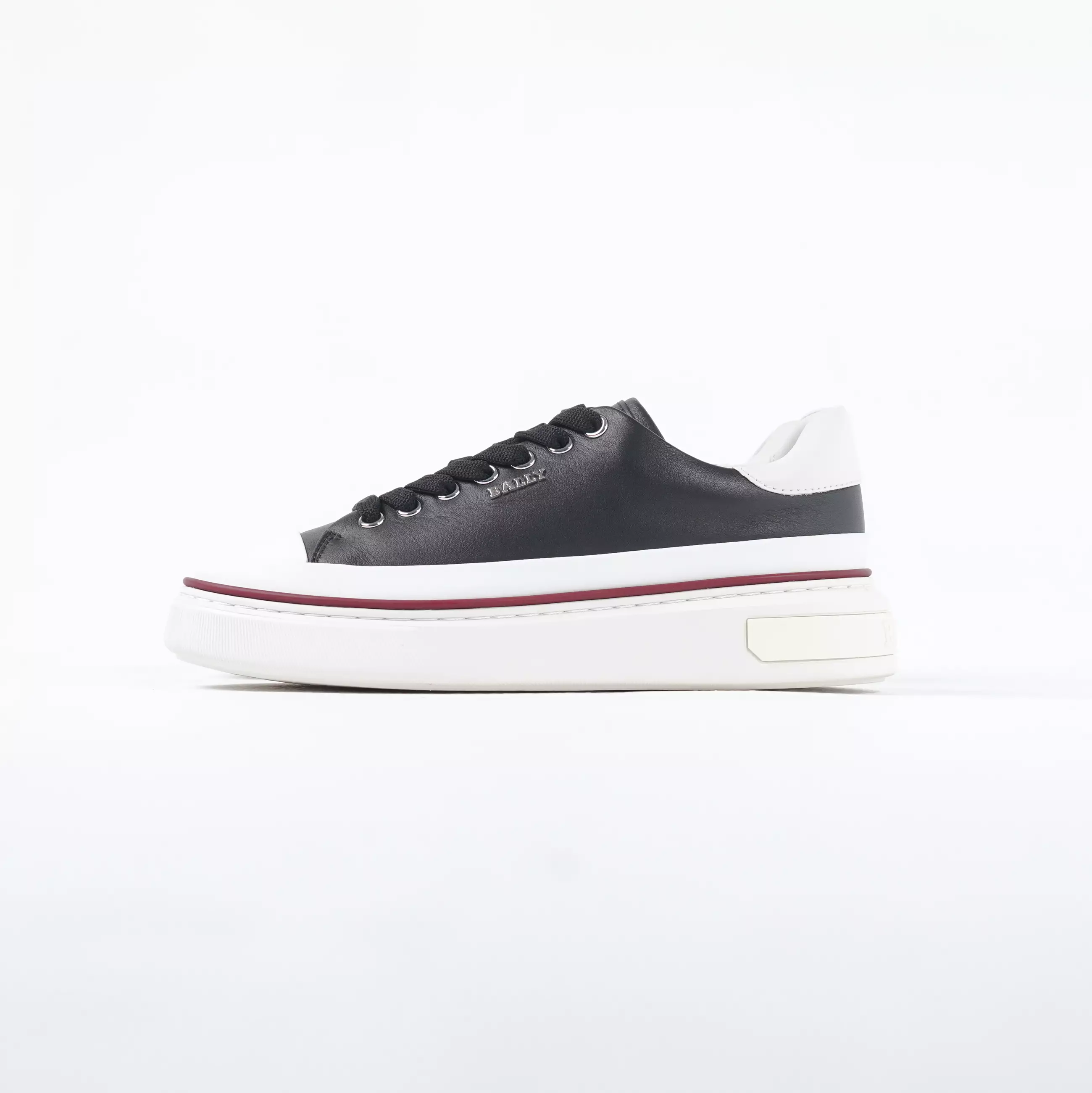 Sepatu BALLY MAILY CALF RUBBER WHITE BLACK SNEAKER 100% ORIGINAL