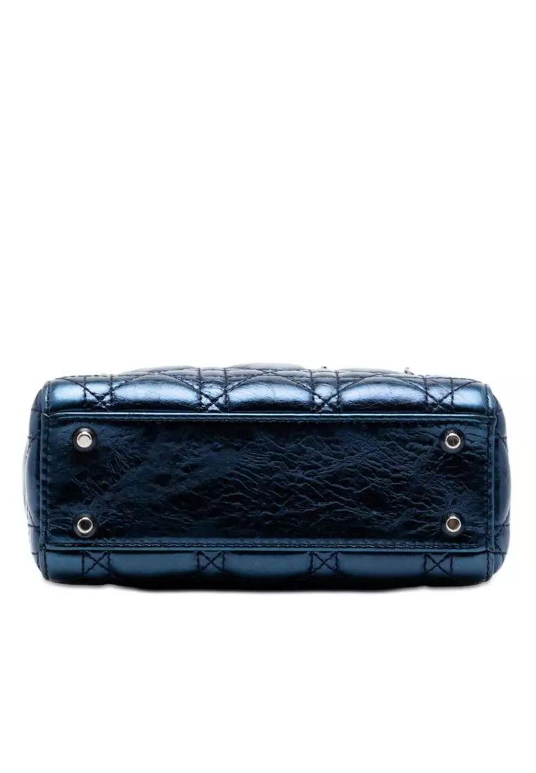 Pre-Loved Dior Mini Metallic Calfskin Cannage Lady Dior