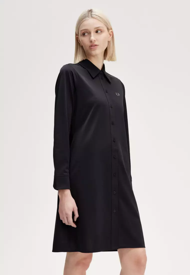 Fred Perry D817 Button-Through Shirt Dress (Black)