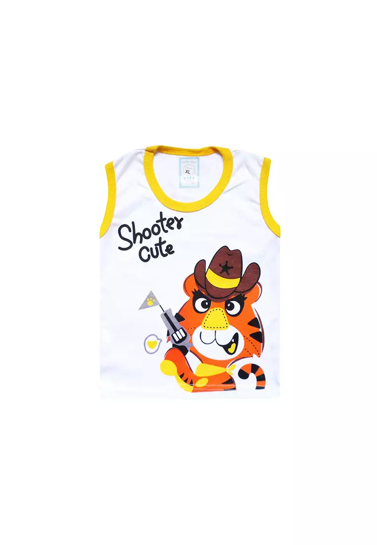 Skabe Pakaian Bayi Anak Laki Laki Baju Atasan Singlet Motif Shooter Cute Setelan Celana Kaos All Size Baby Putih Usia 6 Bulan Hingga 12 Bulan 3286 Everyday
