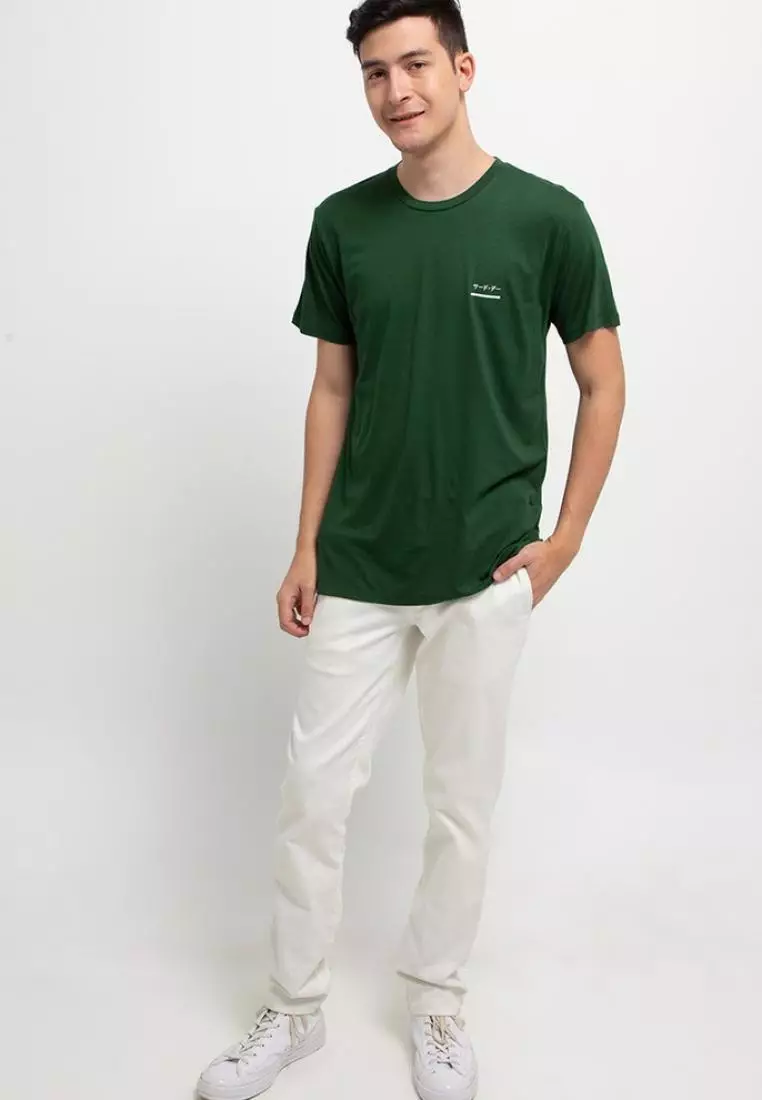 MTI03 Kaos Pria Simple Jepang Distro Small Dakir Katakana Underline Hijau