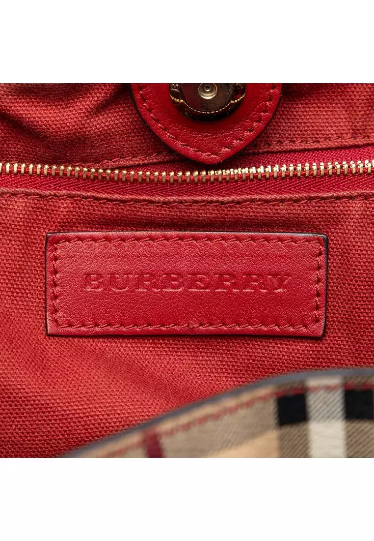 Pre-Loved Burberry Small Leather Trimmed Haymarket Check Coated Canvas Canterbury Tote