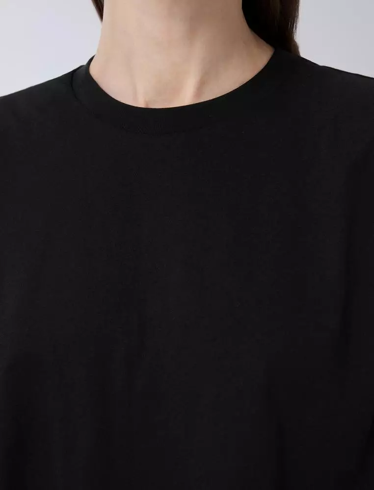 Cotton pleated short-sleeved T-shirt