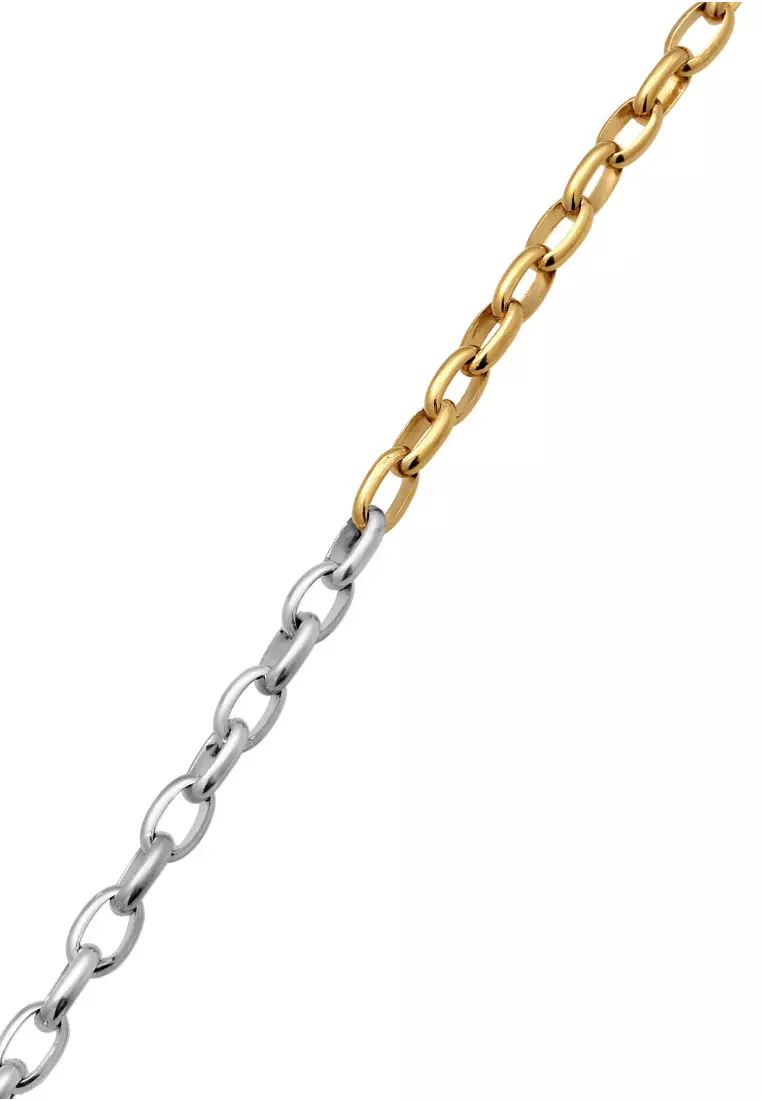 EXCLUSIVE Kalung Perhiasan Perak 925 Pria Round Chain Bicolor