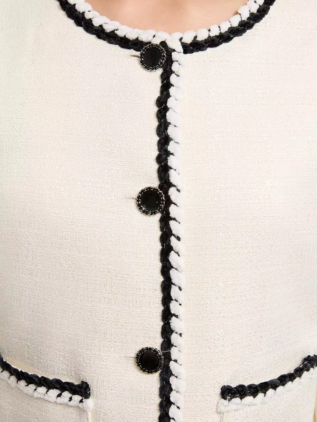 Contrast Trim Jacket - Off-White