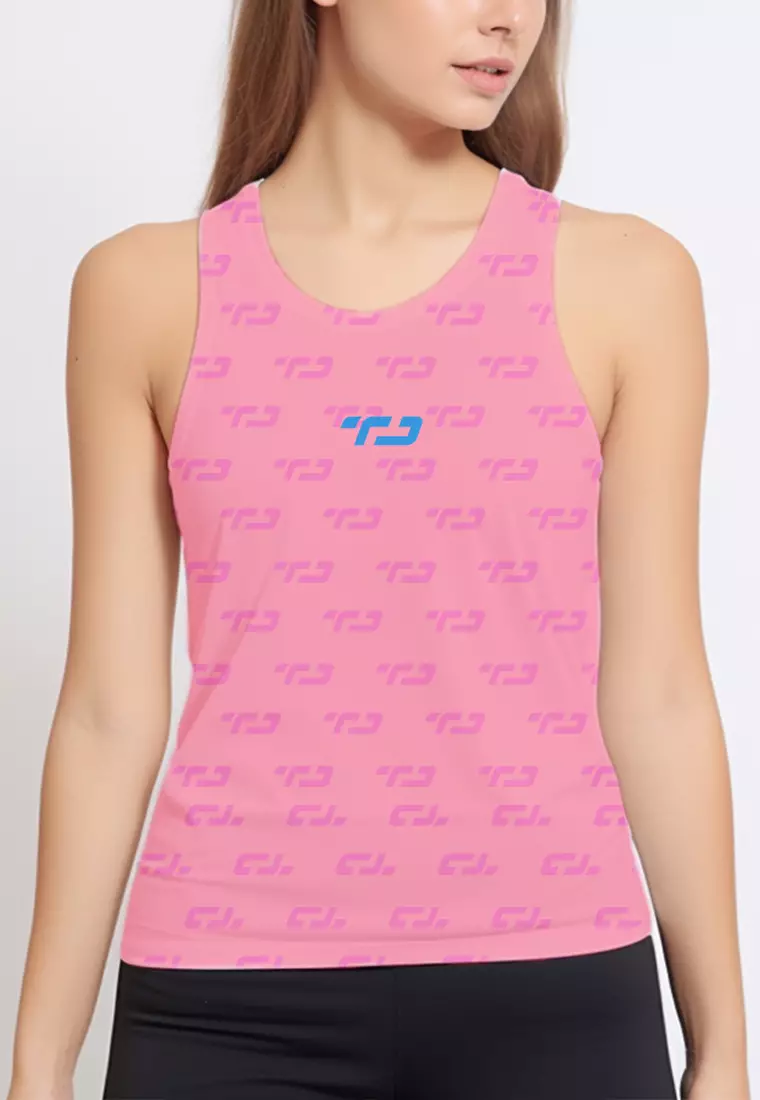 LSB70 baju olahraga drifit kutung Td cotton candy ice cream tank top pink pastel biru muda fuschia