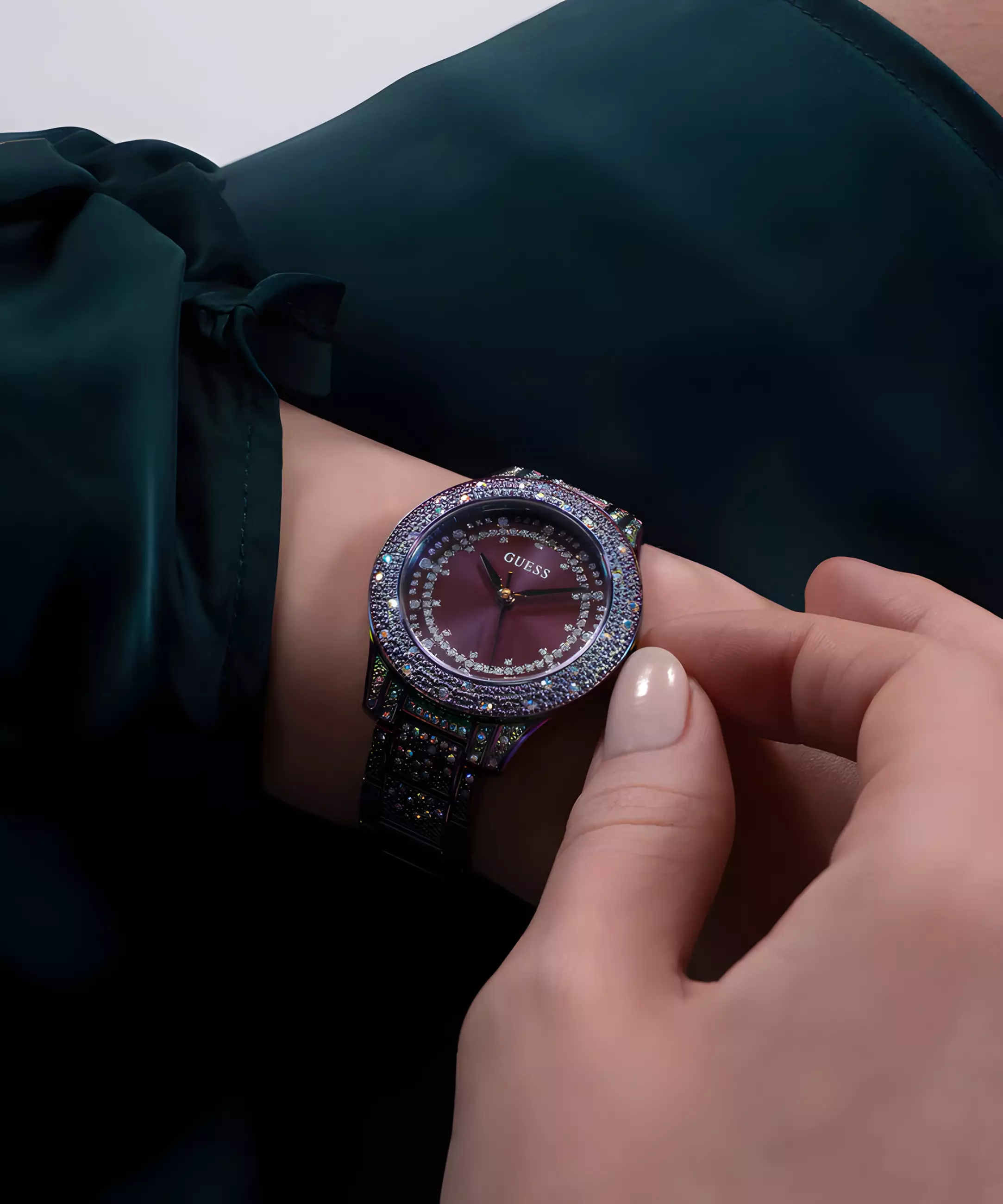Guess Ladies Watch Iridescent Purple - Jam Tangan Analog Wanita - All Stainless Steel -  GW0746L3