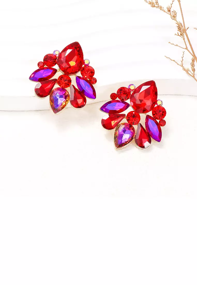 Red crystal stud hotsell earrings