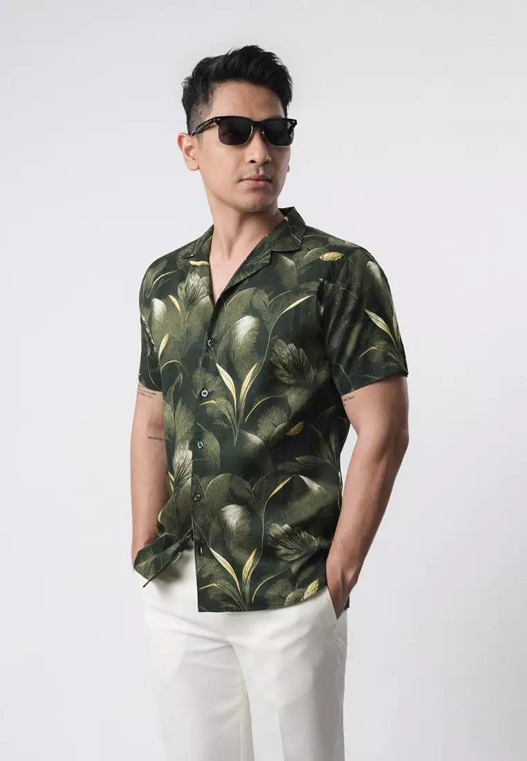 Green Magnolia Hawai Printing Shirt
