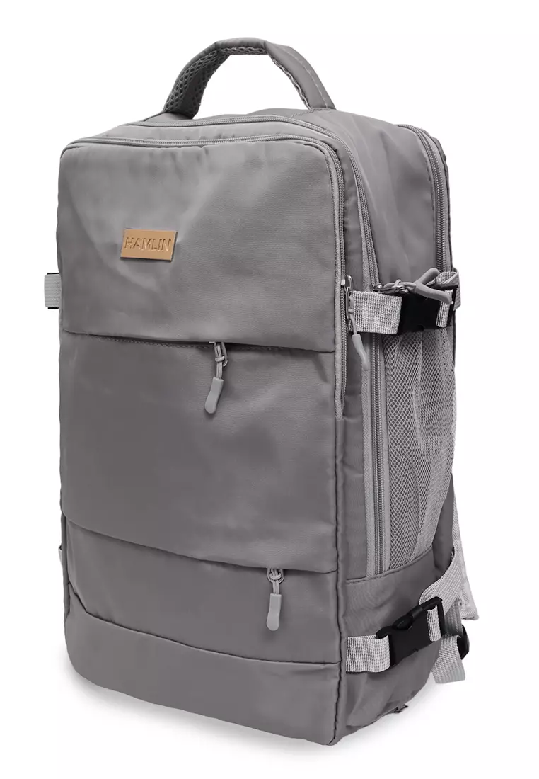 Afra Tas Ransel Wanita Motif Polos Casual Backpack Multifunction Large Compartment Material Nylon ORIGINAL - Silver