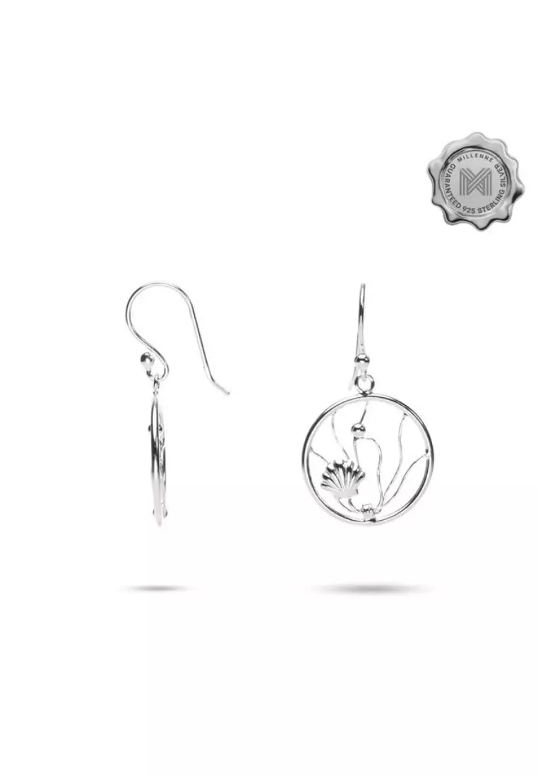 Millennia 2000 Oyster Shell Rose Gold Hook Earrings with 925 Sterling Silver