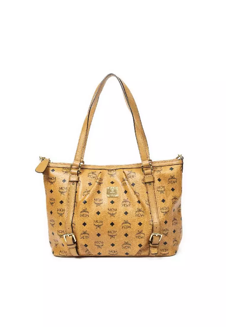 Mcm sale cognac tote