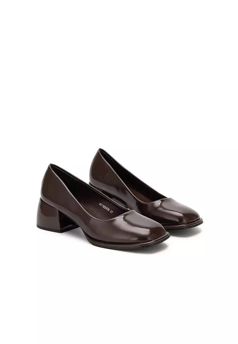 Square toe low heel pumps clearance