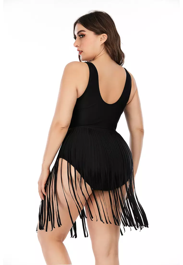 Black fringe swimsuit top