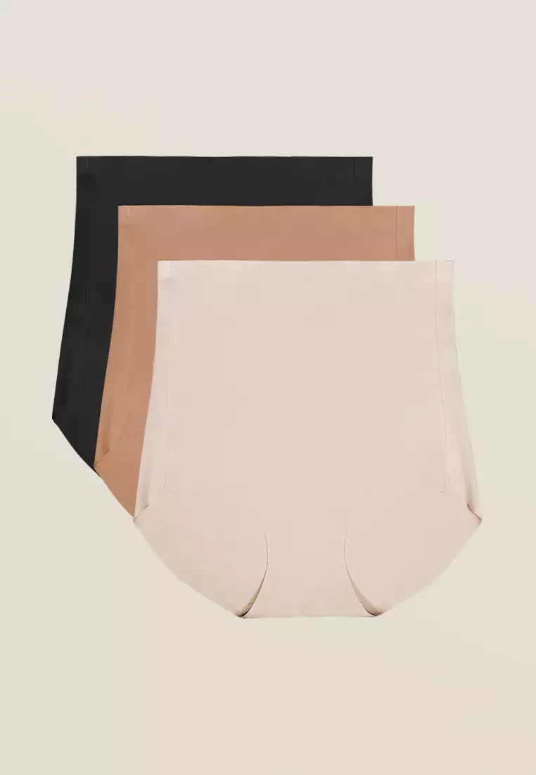 Next to Skin Ladies Women Seamless Heatpress Comfort Silk Soft High Rise Shaper Panty Clara-01 - 3in1 (Assorted)