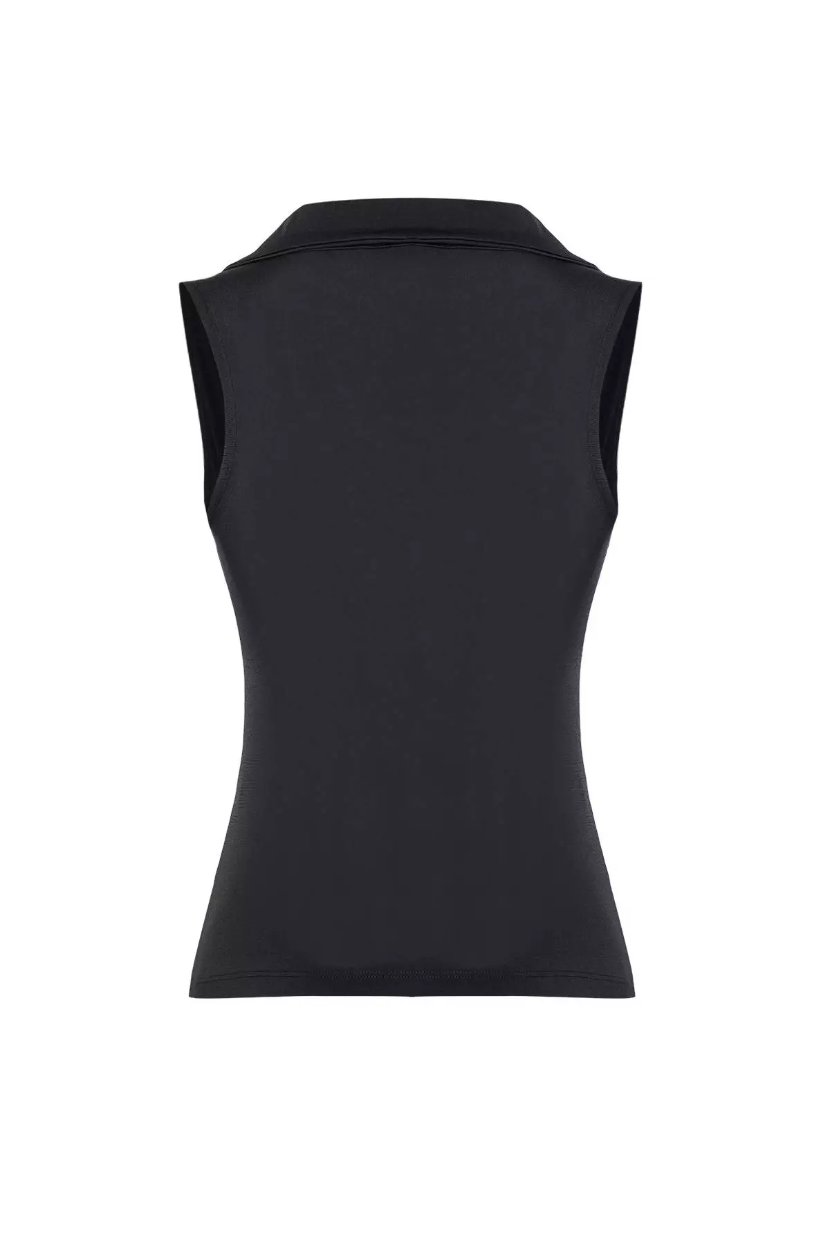 Anthracite Fitted/Body-Sit Polo Collar Flexible Knitted Blouse TWOSS24BZ00085