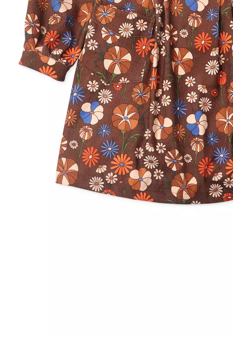 Girls Retro Flower A-Line Dress