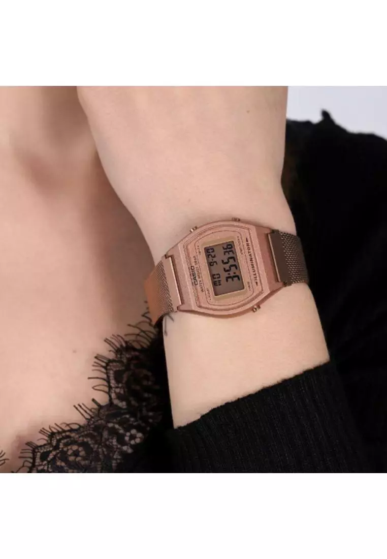 Vintage Digital Women's Watch B640WMR-5A Rose Gold Stainless Steel Band Watch for women